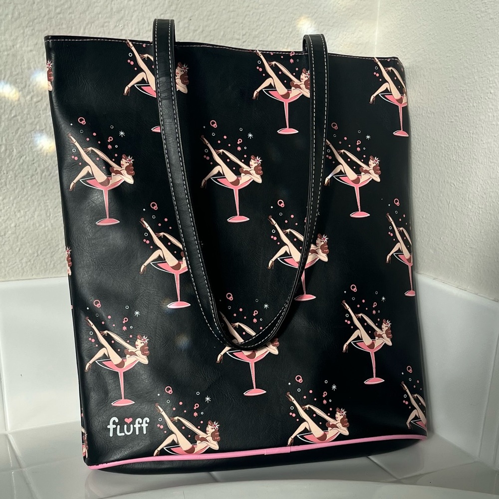 (Brand New) Martini Pin Up Tote Faux Black Leather